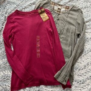 Ruff Hewn Vibrant Pink Top(Size XS) and Gray Long Sleeve Tunic(Size M)
